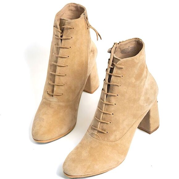 ABLE Condori Lace-Up Suede Boots in Almond Leather Lining Ethically Made in Peru - Picture 2 of 12